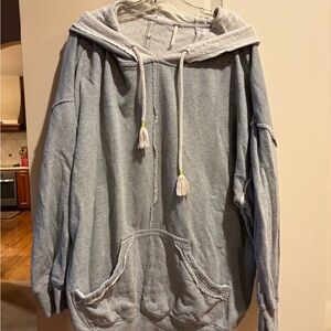 Free People Light Gray Hoodie Sweater